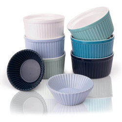 Amazy Ceramic Soufflé Bowls and Cupcake Moulds – Set of 8 (6 Soufflé Bowls + 2 Cupcake Moulds)