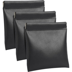 Jeffdad 3pcs Leather Squeeze Coin Purse Mini Coin Pouch Unisex Coin Purse (Black)