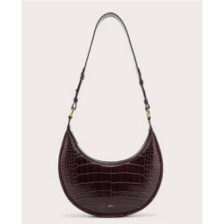 W Pei Carly Saddle Bag - Croc Handbag Carley Saddle Shoulder Bag Dark Burgundy
