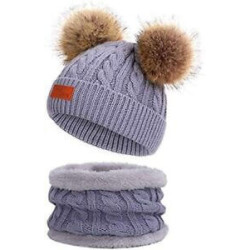 KYO Wool Infant Kids Winter Hat and Neck Warmer