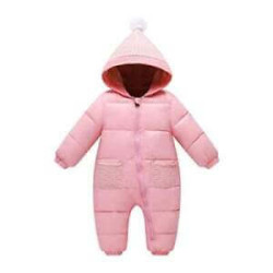 Pink Romper Snowsuit Hooded