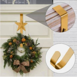 IVYLINE Christmas Star Wreath Hanger – Antique Gold Front Door Hook, 29 cm