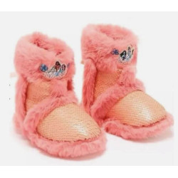 Disney Princess Slipper Boots – Pink Fur Sequin Appliqué Girls Slippers (UK 11–12)