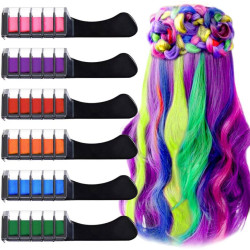 EBANKU- 6PCS Temporary Hair Dye Chalk Comb with Lid