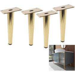 Furniture Legs,4X Tapered Sofa Legs,Replaceable Metal Feet,Cabinet Legs for DIY,with Non-Slip Mats,Coffee Table Legs,Floor Protection,Gold-Oblique-10cm/4in