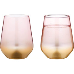 Wrenbury Stemless Wine Glasses Set of 2 – Pink and Gold Iridescent Glasses, 425ml, Colour Changing