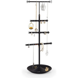Alsonerbay Hanging Necklace Organizer 4 Tier 360 Degree Rotatable Jewellery Tree Stand