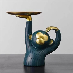 NENBOLEC Candy Dish Monkey Cookie Jar Plate Statue Decor Sculpture Arts Table Centerpiece Home Gifts Figurine