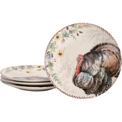 Bico Blessing Season 4 Piece Ceramic Dinner Plate Set, 22cm, Multicoloured Turkey