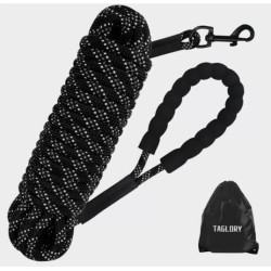Taglory Long Leash for Dog Training,30 FT Reflective Nylon Rope with CLICKER&BAG