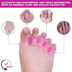 Toe Spacers(2 Pair), Gel Toe Separators to Correct Toes, Bunion Corrector for Women Men Toe Spacer