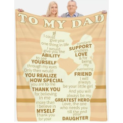 Ufkaa Flannel Dad Blanket Gift from Daughter – Personalised Soft Throw Blanket, 60x50 inch, Sentimental Father’s Day & Christmas Gift