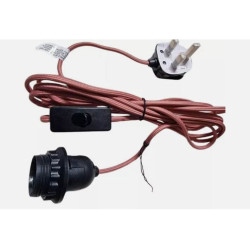 URBAN OUTFITTERS, Fabric Cord Kit/3.6 M LONG/12 FT/Peach/Pendant& UK Plug In E27