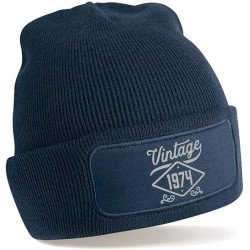 VINTAGE 1973 BEANIE HAT,D Design Invent Print! 50th Birthday Hat