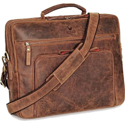DONBOLSON Large Leather Laptop Bag – San Francisco | Handcrafted Buffalo Leather Shoulder Briefcase for Office, Travel & Business