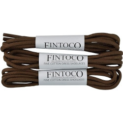 Fintoco Round Waxed Designer Dress Shoelaces, Extra Thin, 3 Pair Pack